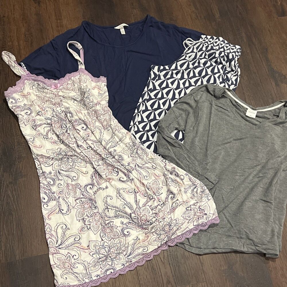 Soma Nightgown Dress Pajama Set Lot XSmall Bundle 4 Piece Cool Nights Geometric